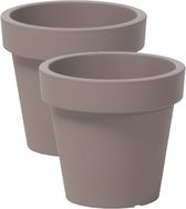 4x stuks basic plantenpot/bloempot kunststof dia 13.5 cm/hoogte 12 cm taupe voor binnen/buiten