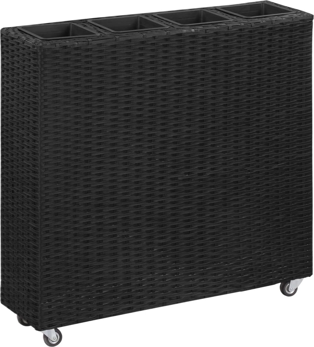 Medina Plantenbak verhoogd met 4 potten 80x22x79 cm poly rattan zwart