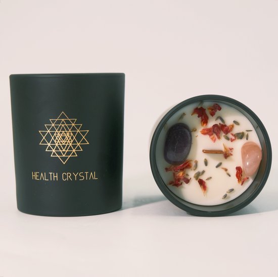 Health Crystal - Geur kaars - Vegan - Kristallen - Soy wax - Pink champagne - 40 branduren