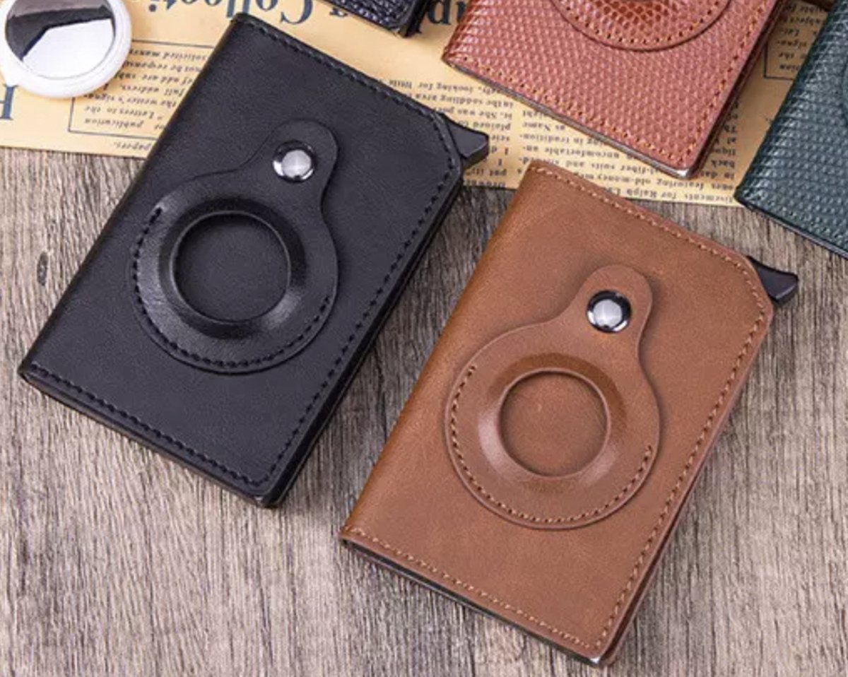 Portefeuille en cuir Viatel AirTag, porte-monnaie Smart AirTag minimaliste  et mince