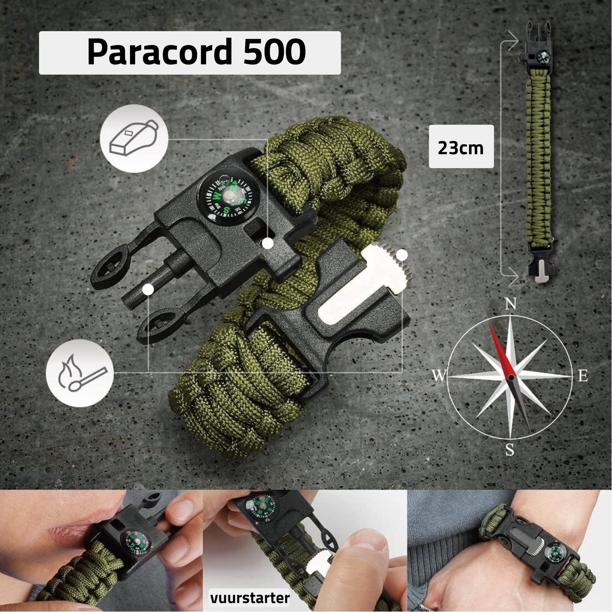 Knop schapen Verpletteren Bushcraft Survival kit - Professionele XL Uitrusting - Paracord Armband -  Mes -... | bol.com