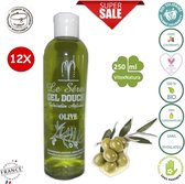 Ambachtelijke Pure Olijf douche en bad gel 12x250ml | Extra voeding voor huid en haar | Le Serail