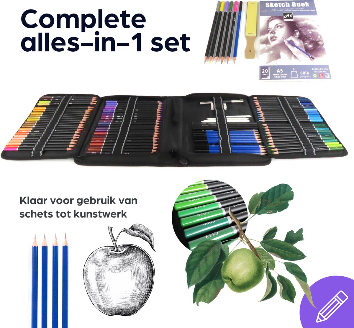 Halobios 144 Deluxe Aluminium Art Case, Professionele Art Set voor