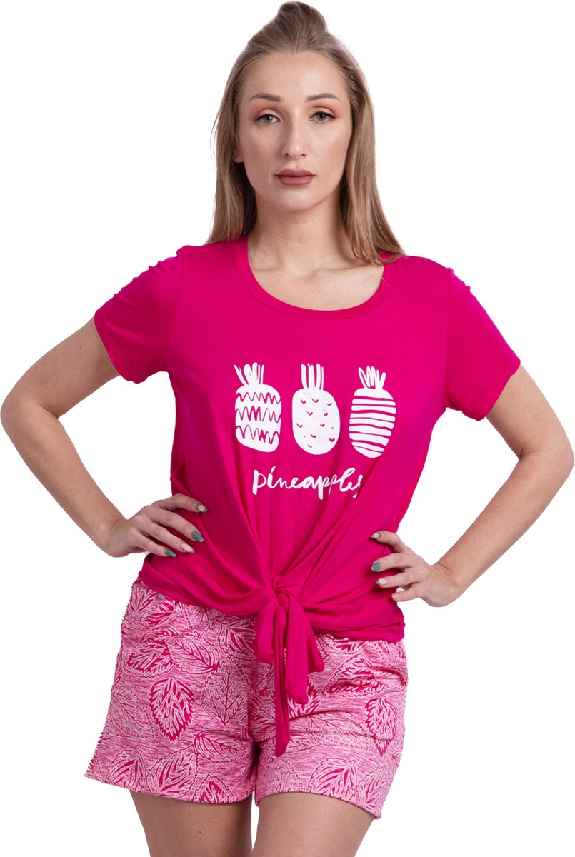 Vanilla Pineapples dames pyjama - Pyjamasets - Tweedelig - Viscose - Roze - 1506