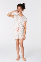 Woody - Meisjes-Dames Pyjama - wit met bolletjes axolotl print - 221-1-PSA-S/940 - 4j