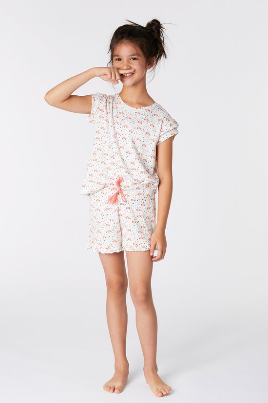 Woody - Filles- Pyjama femme - blanc à pois imprimé axolotl - 221-1-PSA- S/940 - 4a