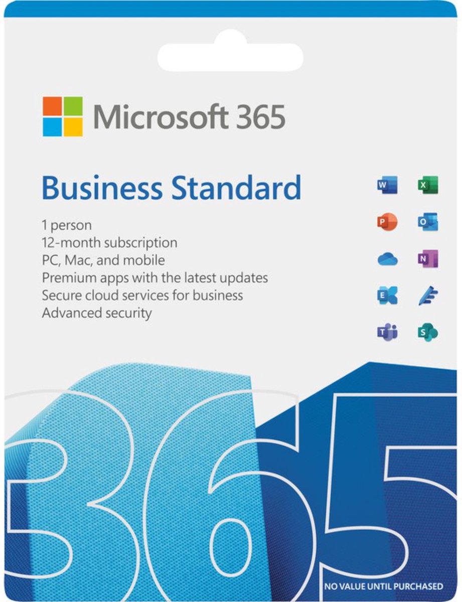 Microsoft Office 365 Business Standard EN 1 jaar Abonnement