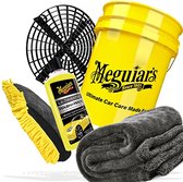 Meguiars autowasset: Meguiars Wash & Wax Shampoo 473 ml Meguiars was-emmer 5 Gal. (19 liter) + Grit Guard vuilafscheider, 3-in-1 washandschoen microvezel droogdoek 50x80  1100 gsm