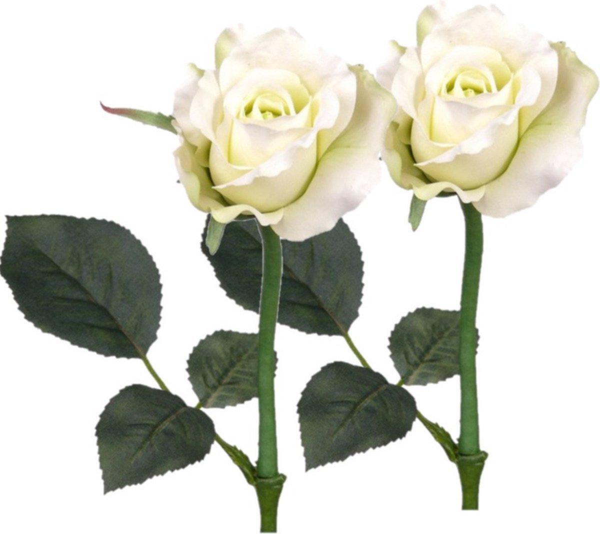 Bellatio Flowers & Plants Top art Kunstbloem roos Alice de luxe - Set van 8x stuks - wit - 30 cm - kunststof steel - decoratie