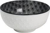 Kusamba Cereal Bowl 15cm - porselein - zwart en wit - Ø 15 - Set-6