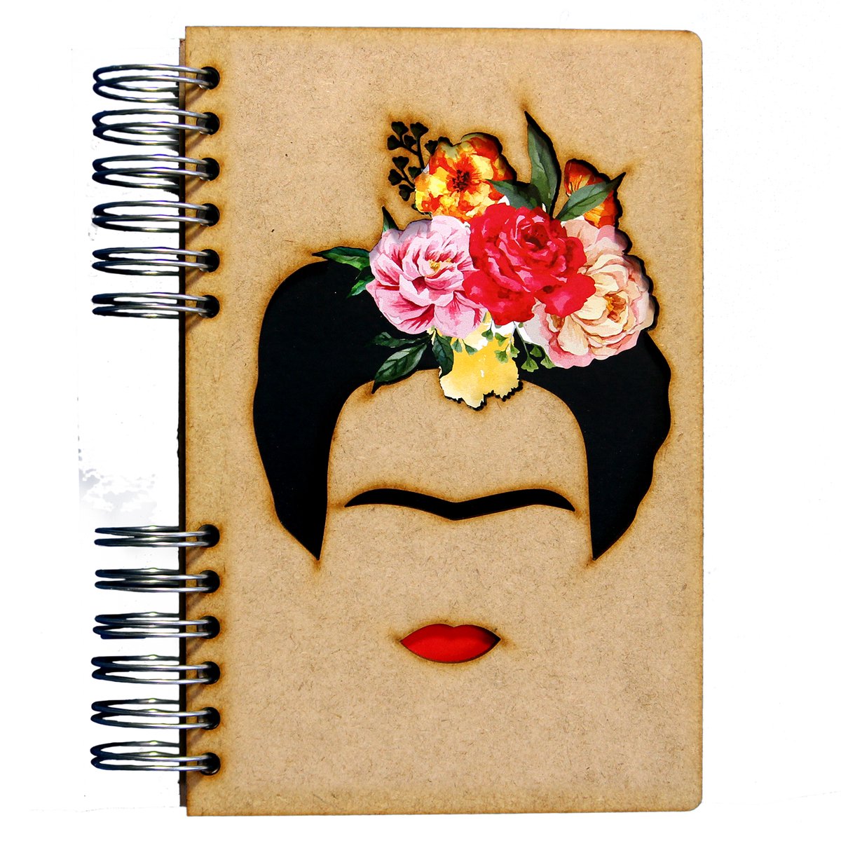 KOMONI - Duurzaam houten notitieboek - dagboek - Gerecycled papier - Navulbaar - A4 - Gelinieerd - Frida