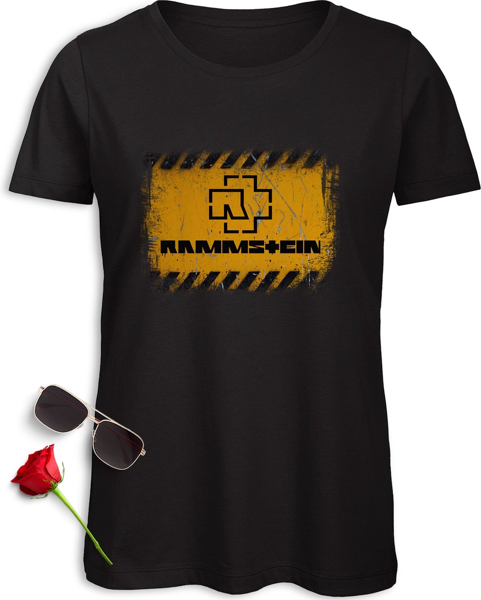 Dames t Shirt Rammstein - Vrouwen tShirt met Rammstein Print opdruk - Maten: S M L XL XXL - Shirt kleur: Zwart.