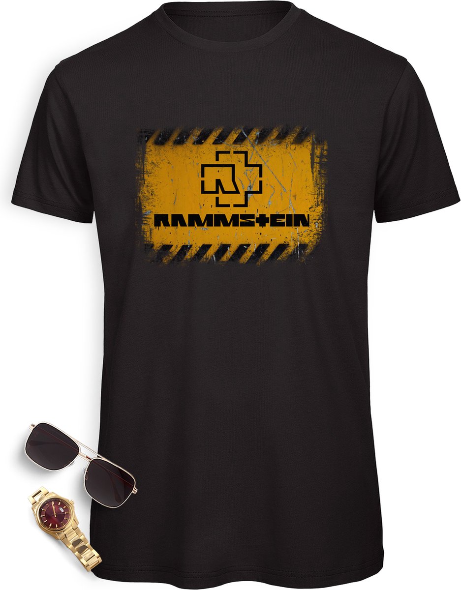 B & C T Shirt Heren Rammstein - Korte Mouw - Zwart - Maat L