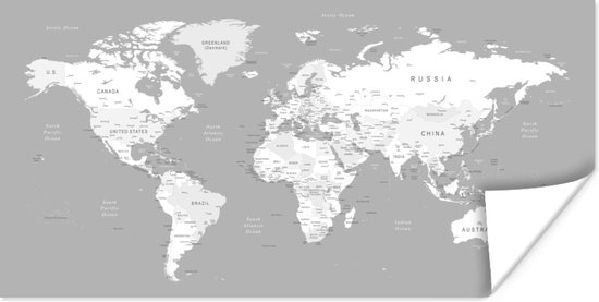 Wereldkaart Map Wall Carte du monde d taill e noir et blanc