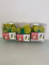 Decoratieve metalen slinger (led-verlichting) - set van 3 stuks (gele ananas)