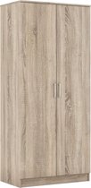 Moderne opslagkast 180 cm  met 2 deuren spaanplaat  eikenhout sonoma