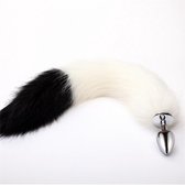 Staart Butt Plug Wit Zwart Anaal Plug met Tail, geschikt voor Kittenplay