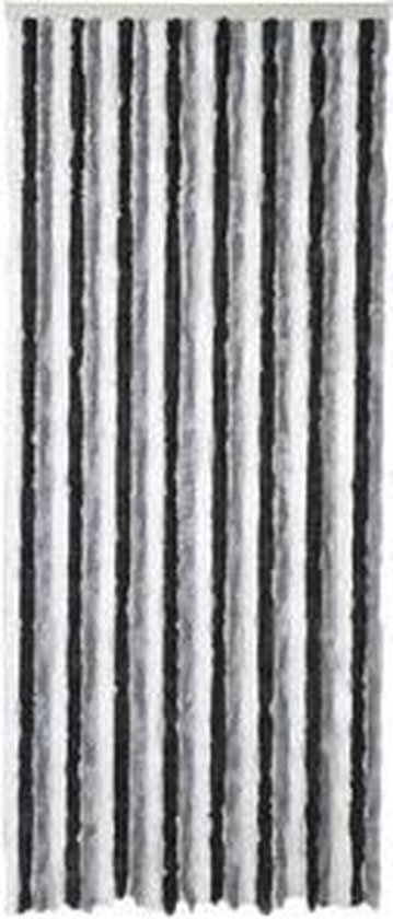 Livn Deurgordijn Chenille grijs/zwart/wit 100x230cm Vliegengordijn kattenstaart - Voor een maximale deuropening van 100 x 231,5 cm - Eenvoudig in te korten