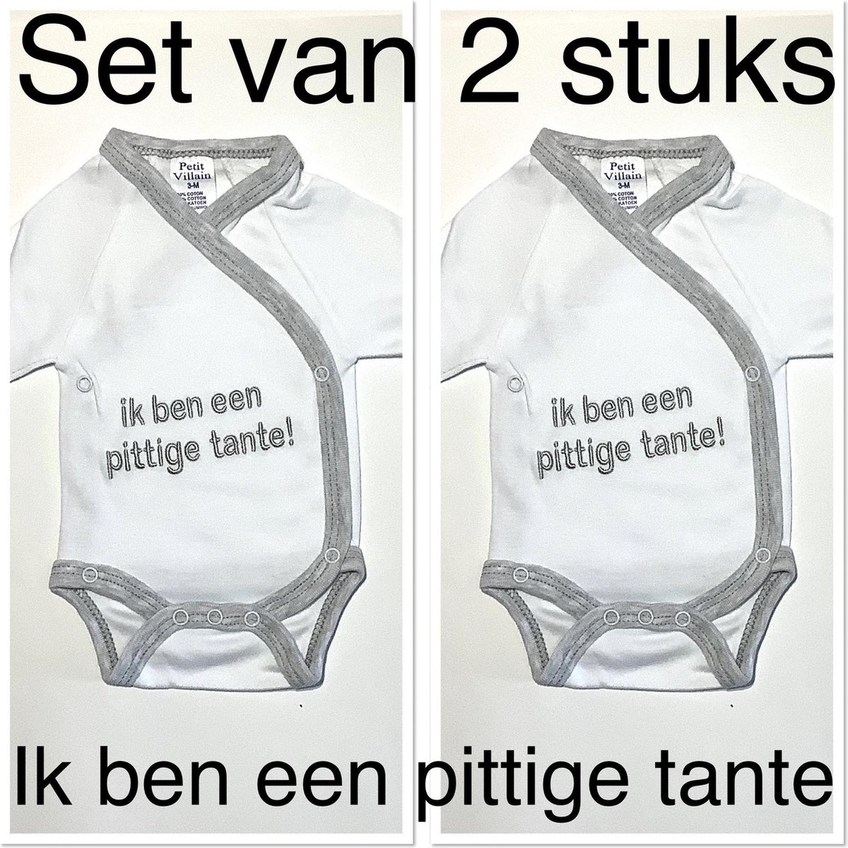 Petit Villain Baby Rompertje - Set van 2 stuks - Ik ben een pittige tante - Maat 56/62