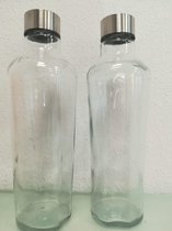 Drinkbeker - glas met metalen dop - 500 ml - 2 stuks