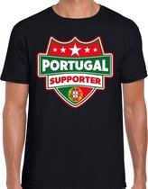 Portugal supporter schild t-shirt zwart voor heren - Portugal landen t-shirt / kleding - EK / WK / Olympische spelen outfit S