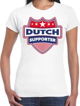 Dutch supporter schild t-shirt wit voor dames - Nederland landen t-shirt / kleding - EK / WK / Olympische spelen outfit XL