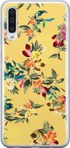 Samsung A70 hoesje siliconen - Floral days | Samsung Galaxy A70 case | geel | TPU backcover transparant
