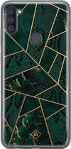 Samsung A11 hoesje siliconen - Abstract groen | Samsung Galaxy A11 case | groen | TPU backcover transparant