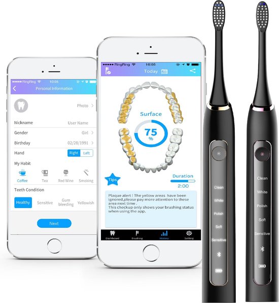 nieuws Religieus kever Slimme Elektrische Tandenborstel met App (Smart Area Tracking voor iOS &  Android) - Zwart | bol.com