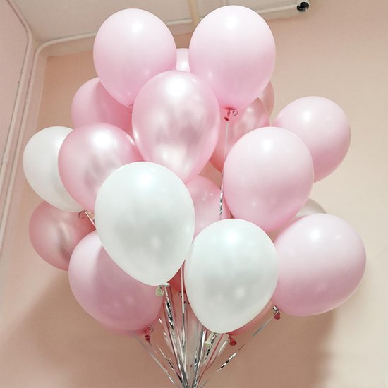 microscopisch Lee Automatisch Fissaly® 40 Stuks Roze & Witte Latex Ballonnen met Accessoires – Helium -  Decoratie -... | bol.com