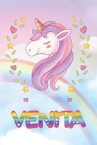 Venita: Venita Unicorn Notebook Rainbow Journal 6x9 Personalized Customized Gift For Someones Surname Or First Name is Venita