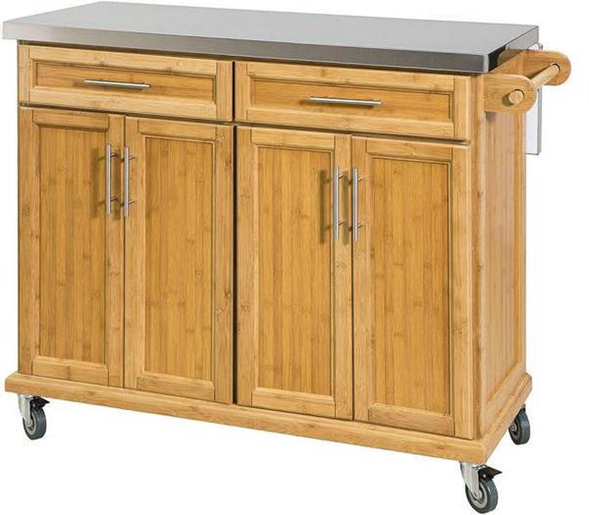 Simpletrade Keukentrolley - Keukenkast - Handdoekenrek - 2 lades - 115x92x46-71 cm