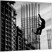 Dibond –Constructie Plaatsen Zwart - Wit-50x50 Foto op Aluminium (met ophang)