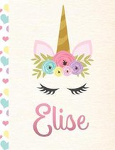 Elise: Personalized Unicorn Sketchbook For Girls With Pink Name - 8.5x11 110 Pages. Doodle, Sketch, Create!