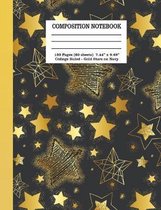 Composition Notebook 120 Pages (60 Sheets) 7.44'' x 9.69'' College Ruled - Gold Stars on Navy