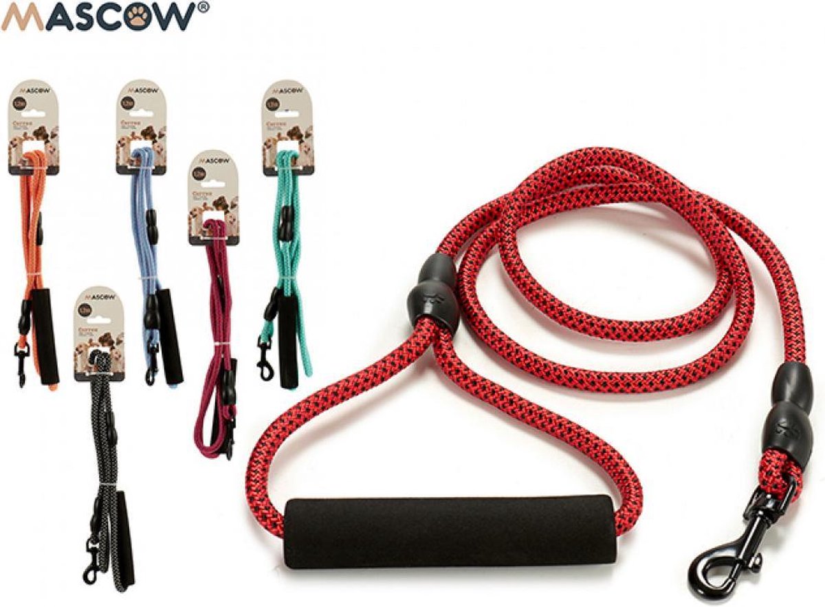 Hondenriem – Lijn – Mascow – Rood/Zwart – 120cm - 2 stuks