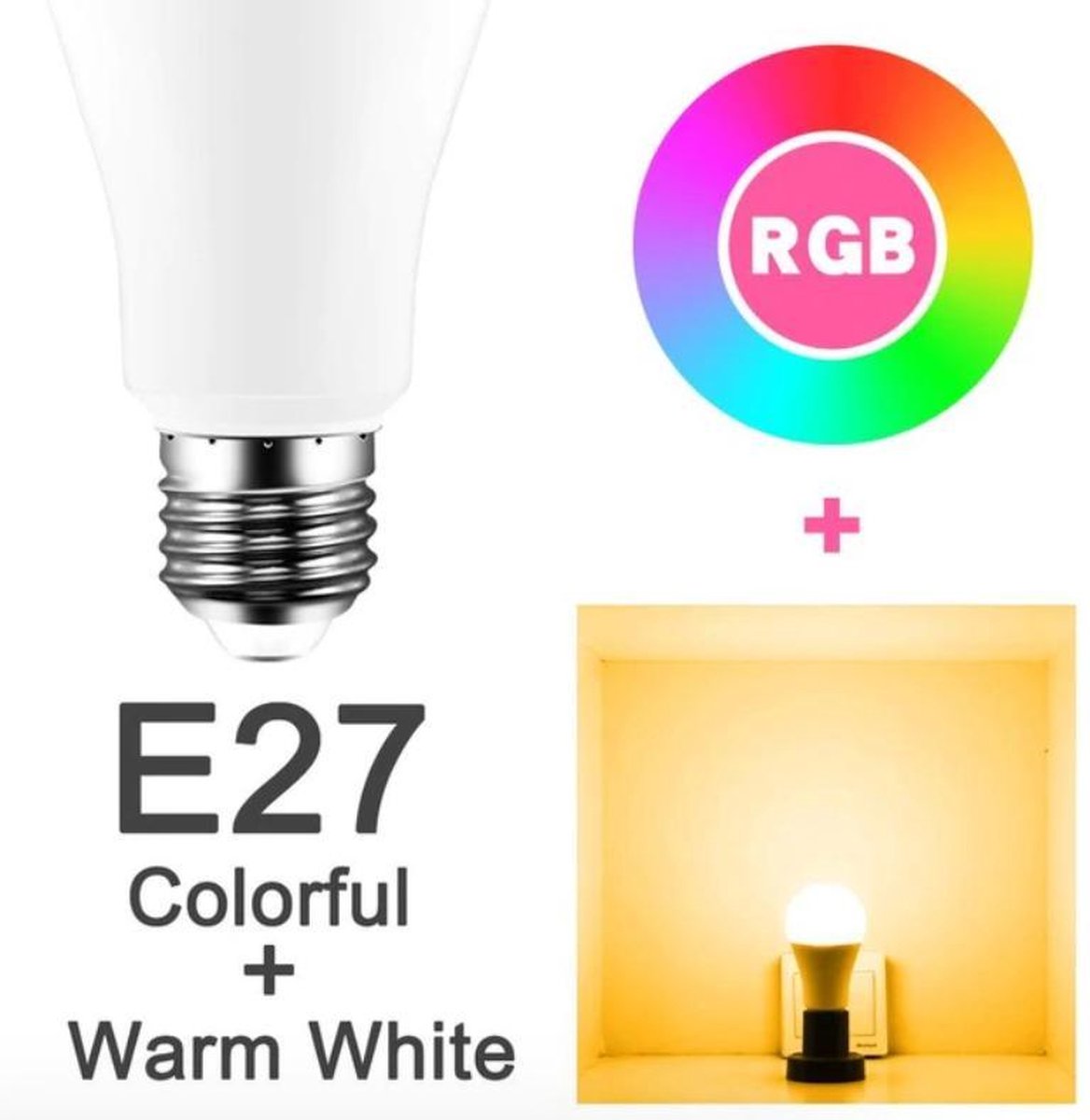 auditie limiet kat RGB Led lamp E27 bestuurbaar via telefoon met bluetooth en Warm licht |  bol.com