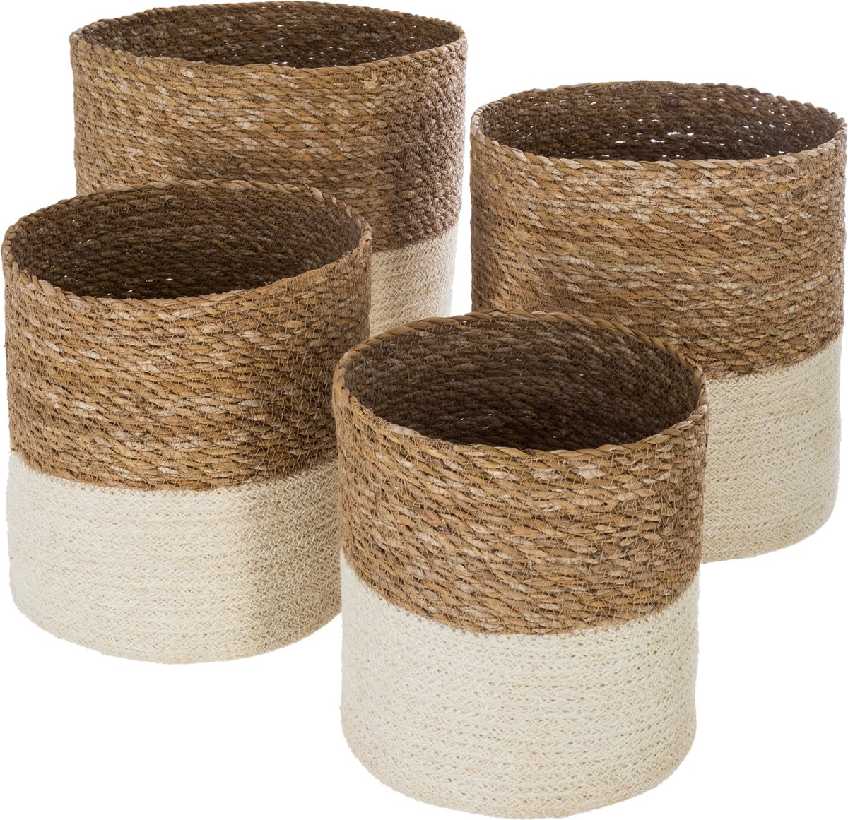 Atmosphera Manden set van 4 - Jute - Naturel - Opbergmanden - bloempot - 4 stuks