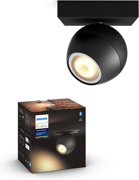 Philips Hue Buckram opbouwspot - warm tot koelwit licht - 1-lichts - zwart