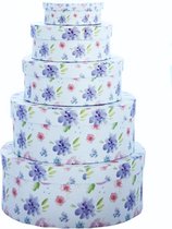 5 Cadeaudoosjes - Bloemen - Rond  - Hallmark
