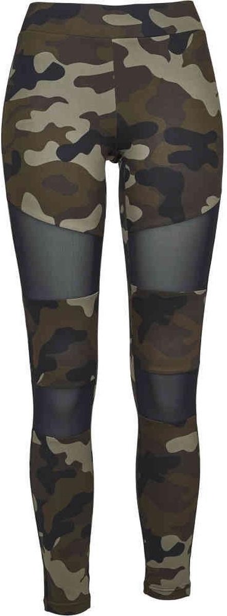 Urban Classics Camo Tech Mesh Dames Legging woodland/ 4XL Zwart