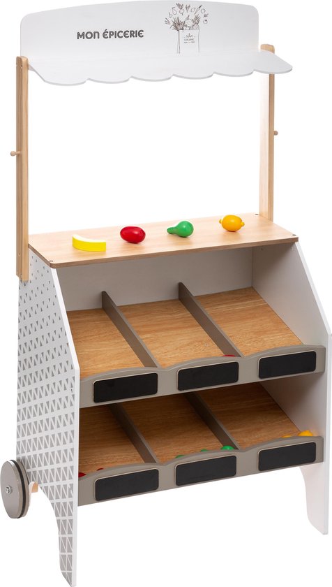 Supermarkt hout met 2 legplanken en 12 stukken fruit - winkeltje spelen -  speelgoed -... | bol.com