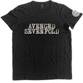 Avenged Sevenfold Heren Tshirt -L- Logo & Death Bat Zwart