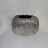 Vaas zilver aardewerk, 19 x 25 x 12 cm