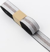 5 METER metallic lurex elastiek met een gekleurde centrale streep 28mm
