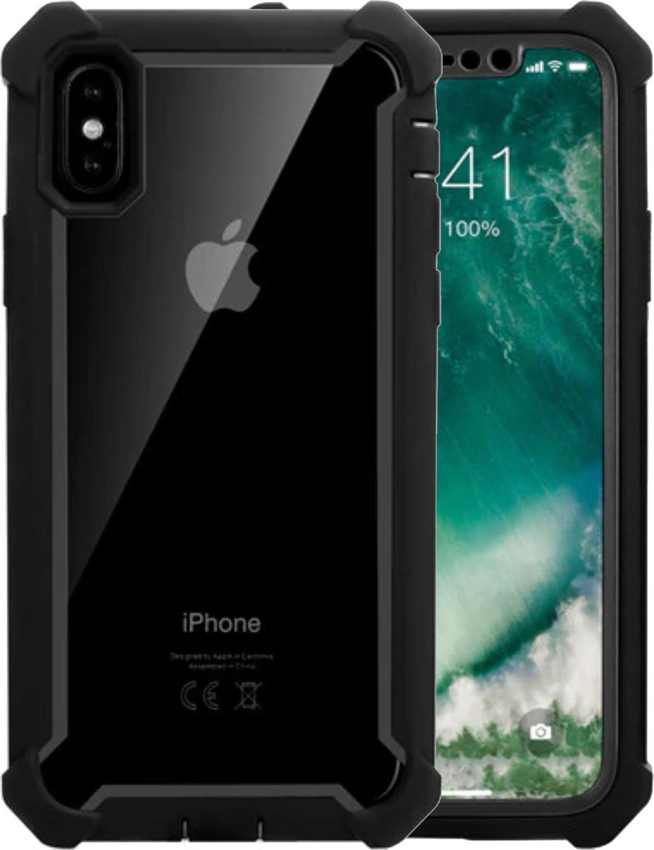 Geschikt voor Apple iPhone X - XS - Zwart / Transparant - Soft TPU Shockproof hoesje