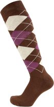 Pfiff sokken - Ruitersokken Donkerbruin - Wit - Sportsokken - Paardrijden - Unisex sokken - Kniesokken - Maat 37-39