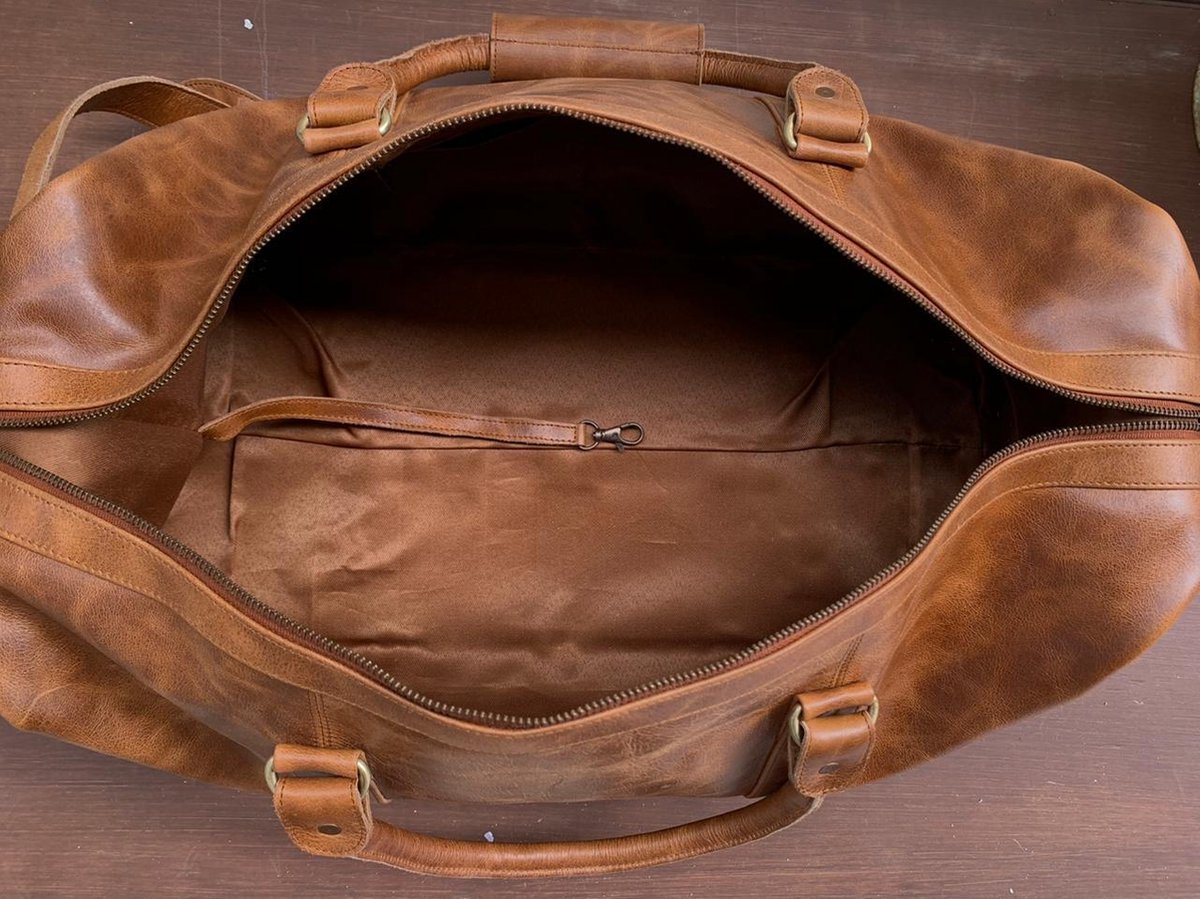 Lederen tas - reistas - kalfsleer tas - duffle bag leather - leren reistas  - luxe... | bol.com
