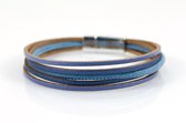 Petra's Sieradenwereld - *Leren armband blauw met magneetsluiting (723)