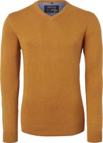 MARVELIS modern fit trui katoen - V-hals - okergeel -  Maat: M